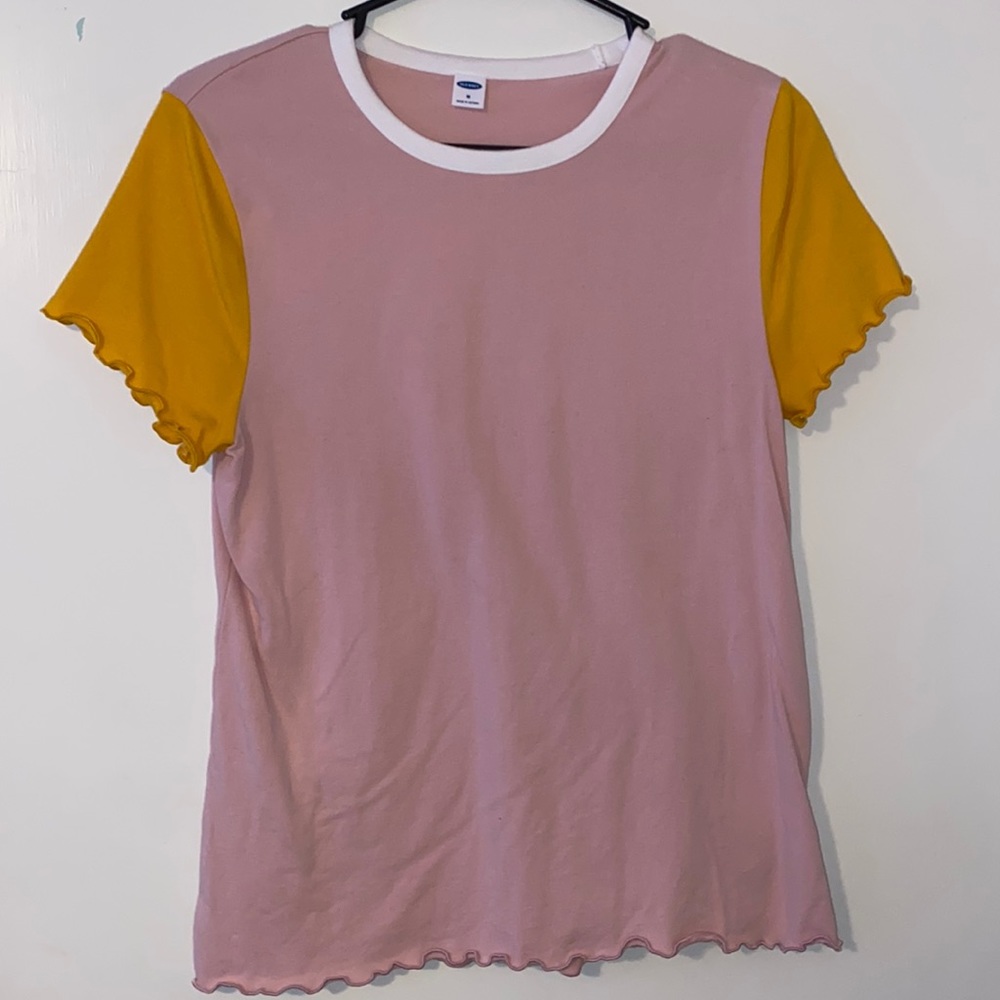Pink & Yellow Scalloped Top